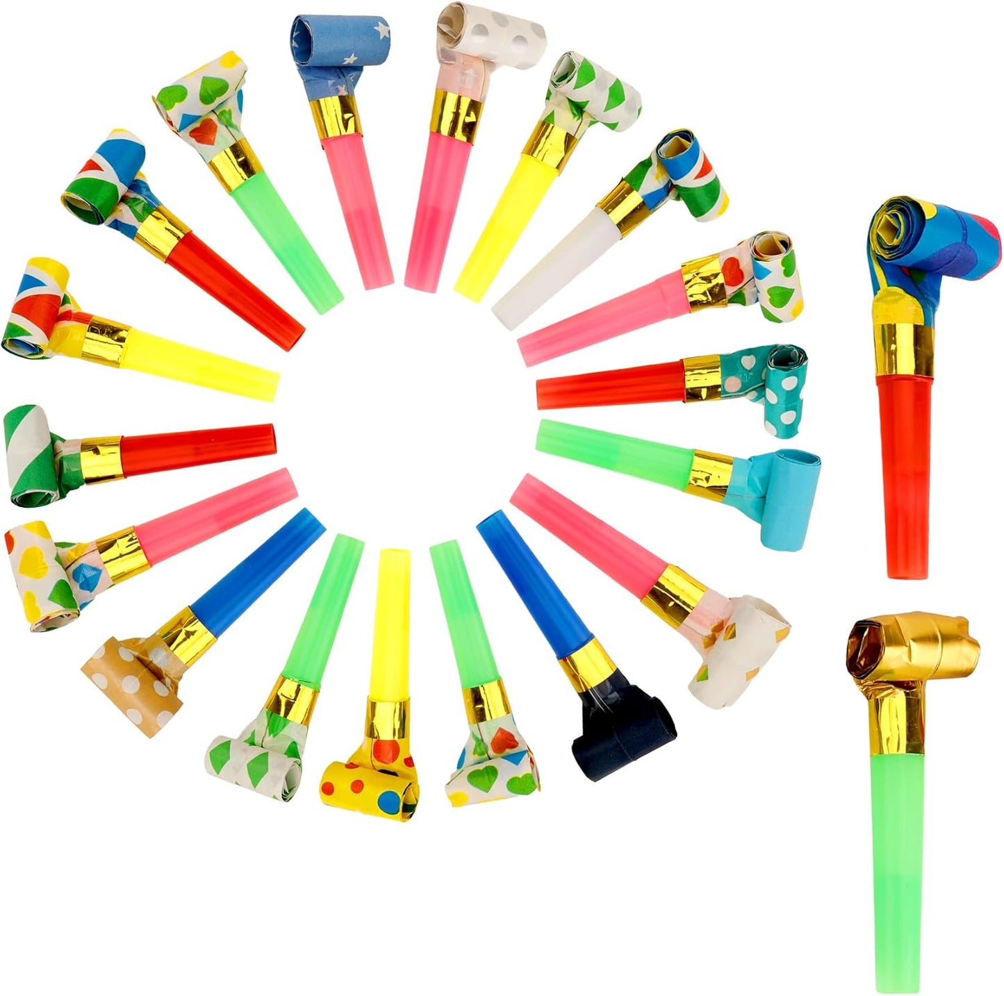 100 PCS Party Blowers, Party Blowers for Kids, Party Blowouts, Party Noise Makers Horns, Colorful Birthday Blowers Noisemakers Blow Horns Party Whistles Favors for Birthday Christmas New Years Events