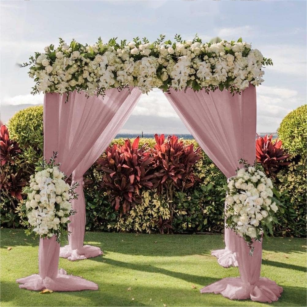Wedding Arch Draping Fabric 2 Panels 30'' x 18FT Dusty Rose Sheer Chiffon Arch Drapery for Photo Booth Bridal Shower Baby Shower Church Decor Newborn Photography Christening Outdoor Party