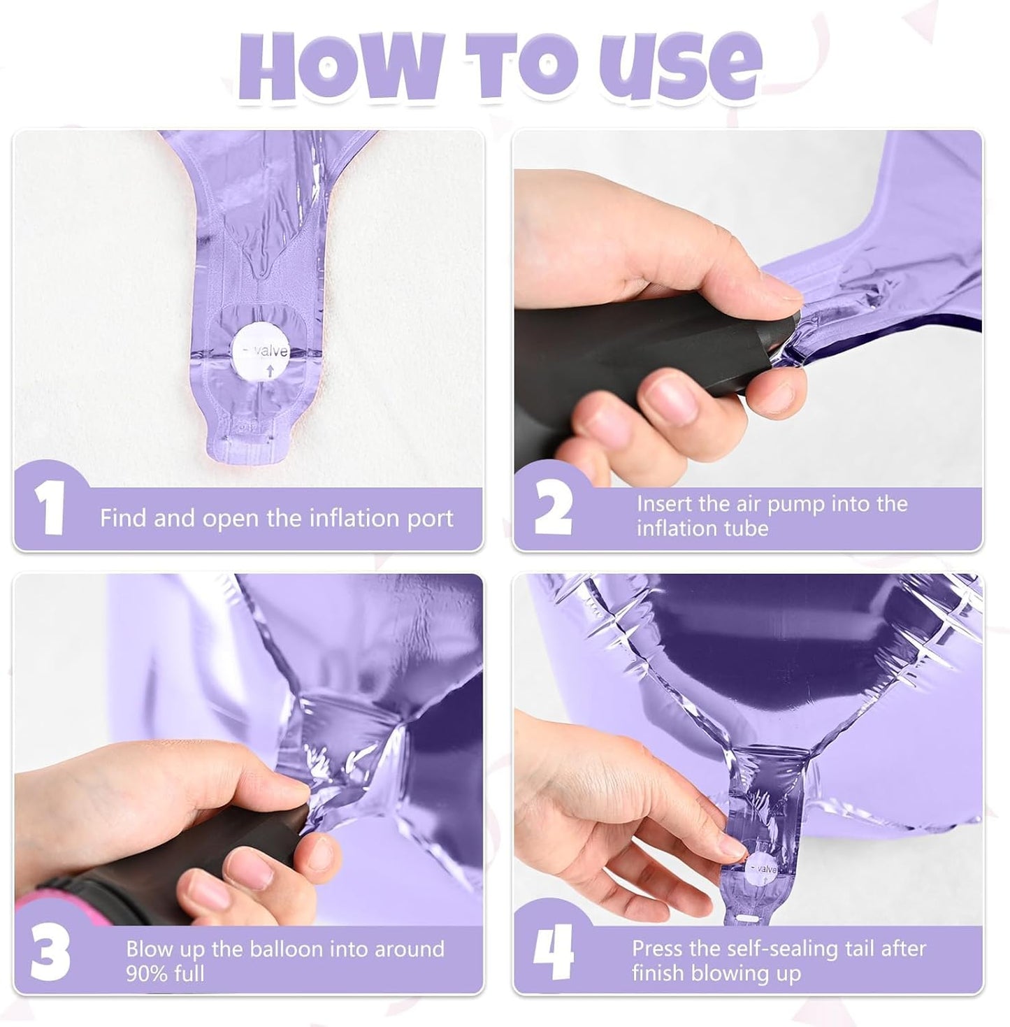 Pink Purple Giant 4D Foil Balloons, 6 Pcs Large Metallic Pink and Purple Round Balloons, 22 Inch Big Round Foil Balloon for Wedding Prom Birthday Party Baby Shower Decorations