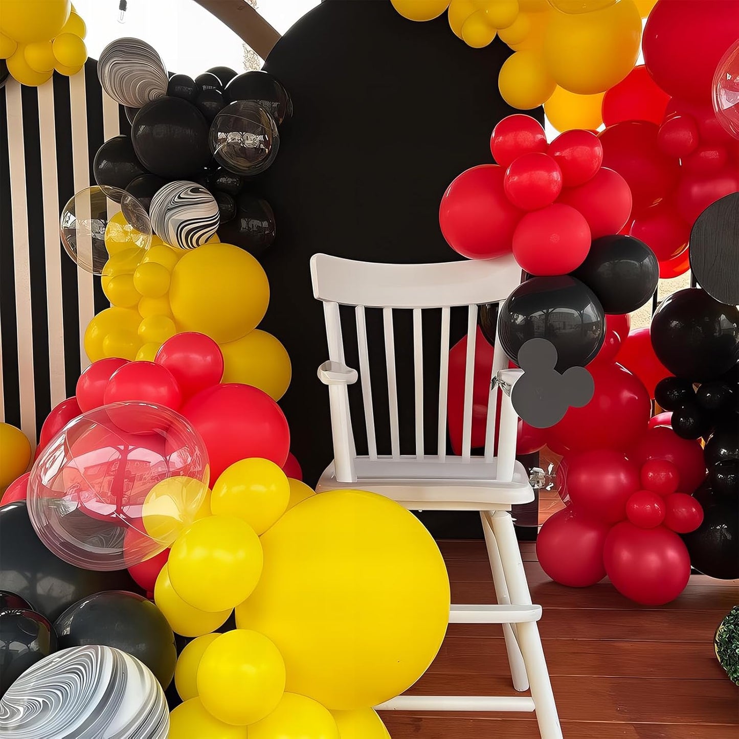 12Inch Red Yellow Black Balloons, Color Helium Party Balloon Yellow Red Black Latex Balloons with Cartoon Coffetti Balloon for Race Car Birthday Baby Shower Carnival Party Decorations