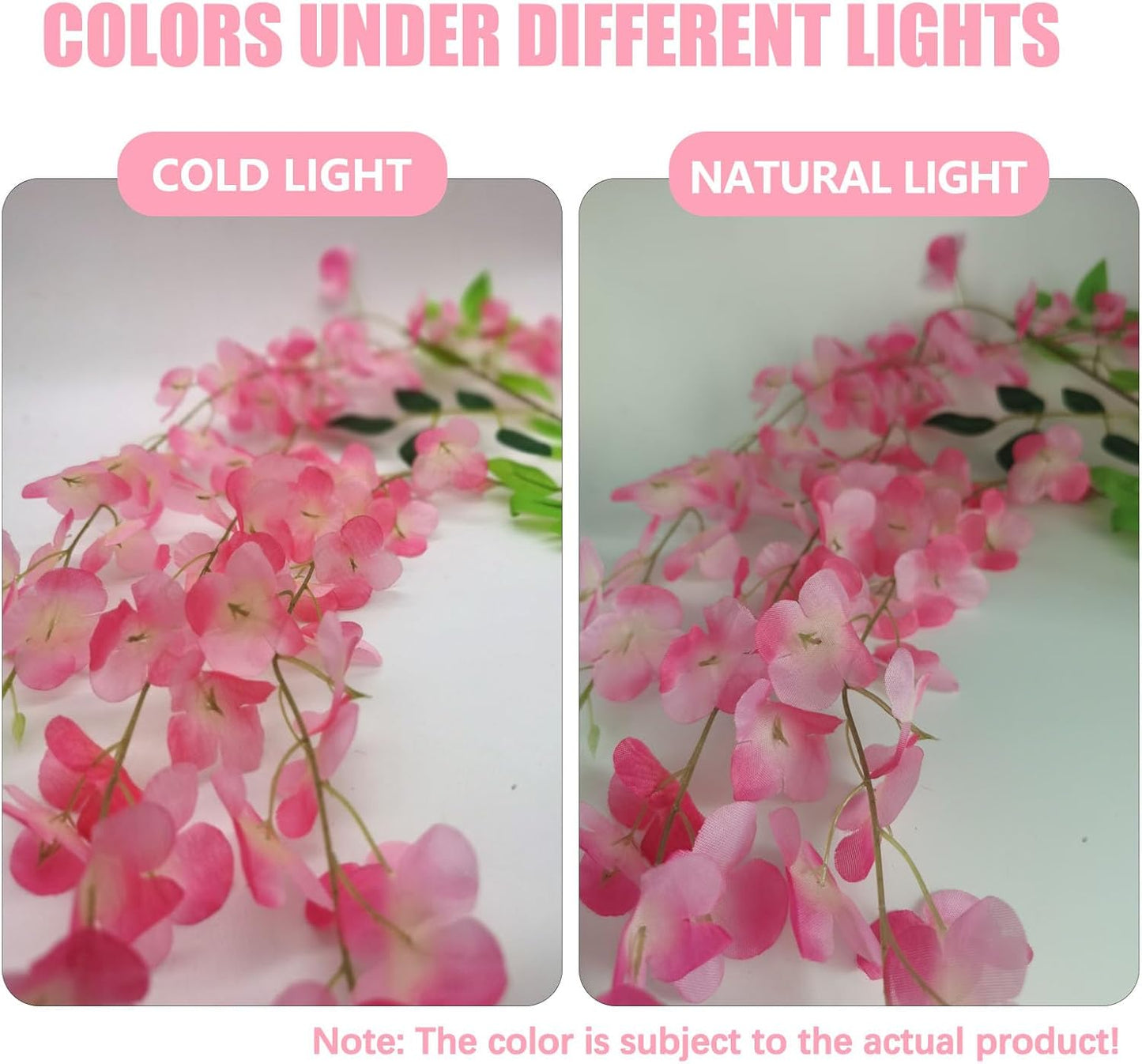 36 Pack Dark Pink Wisteria Hanging Flowers, 3.44 Ft Fake Hanging Flowers, Artificial Wisteria Garland Vines for Wedding Room Backdrop Outdoor Patio Garden Decoration