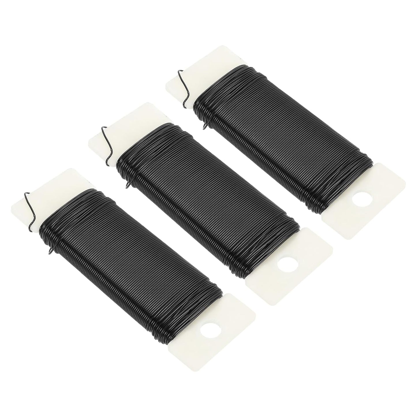 MECCANIXITY 114 Yards/345 Feet Metal Floral Wire 21 Gauge Black Flexible Paddle Thin Floral Wires for Craft, Christmas Wreath, Flower Arrangement, Wedding, Total 3 Roll