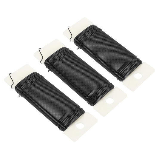 MECCANIXITY 114 Yards/345 Feet Metal Floral Wire 21 Gauge Black Flexible Paddle Thin Floral Wires for Craft, Christmas Wreath, Flower Arrangement, Wedding, Total 3 Roll