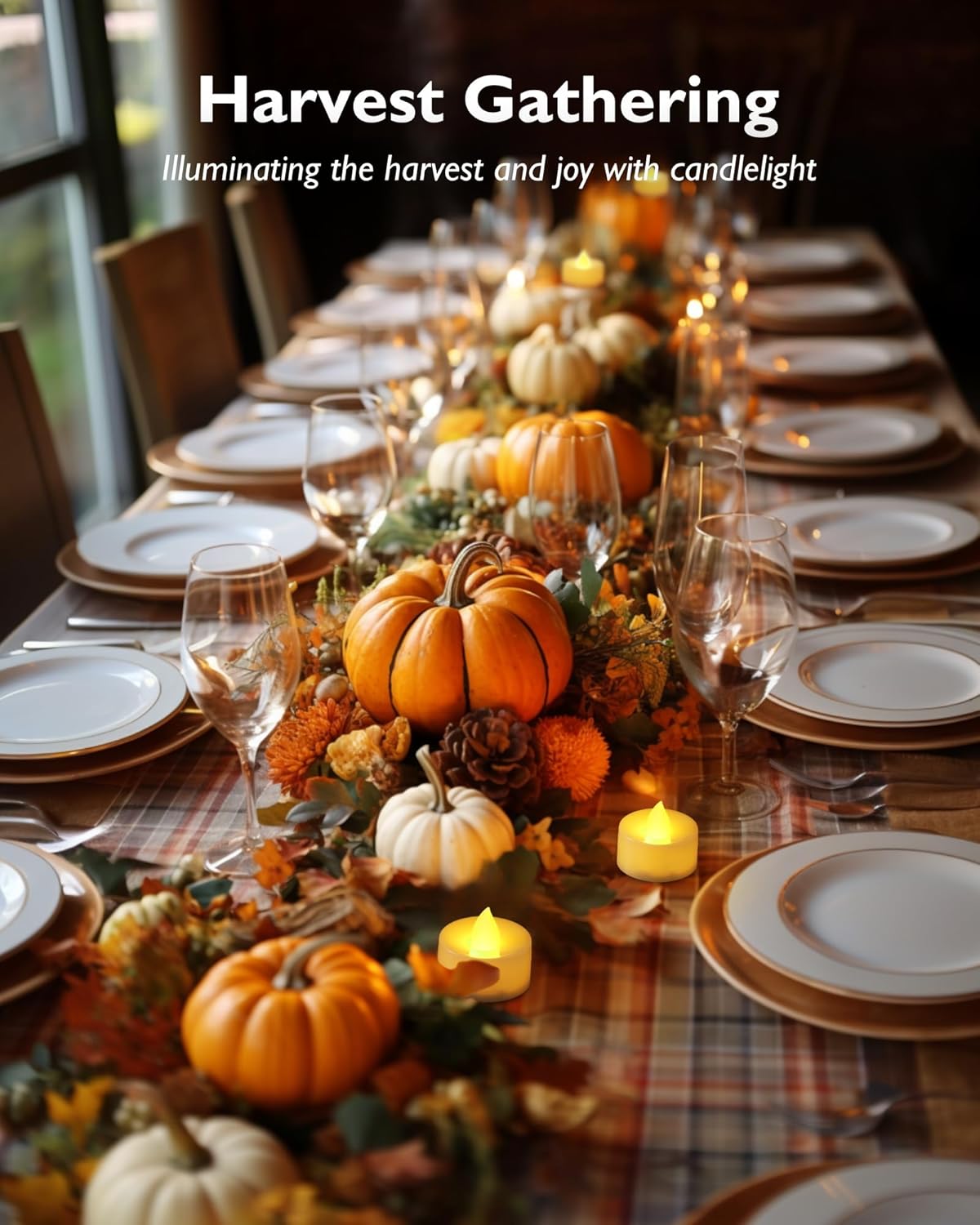 Homemory 24-Pack Flameless LED Tea Lights Candles Battery Operated, 200+Hour Fake Electric Candles TeaLights for Votive, Halloween, Ofrenda, Diya, Wedding Centerpiece Table Decor, Funeral, Christmas