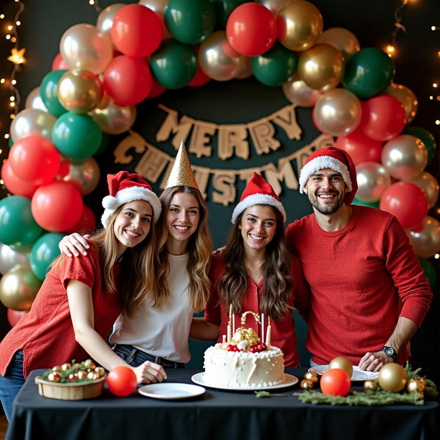 412pcs Red Green White Balloon Garland Arch Kit, 18 12 10 5 inch Different Sizes Red White Dark Green Balloon for Birthday Christmas New Year Party Decor