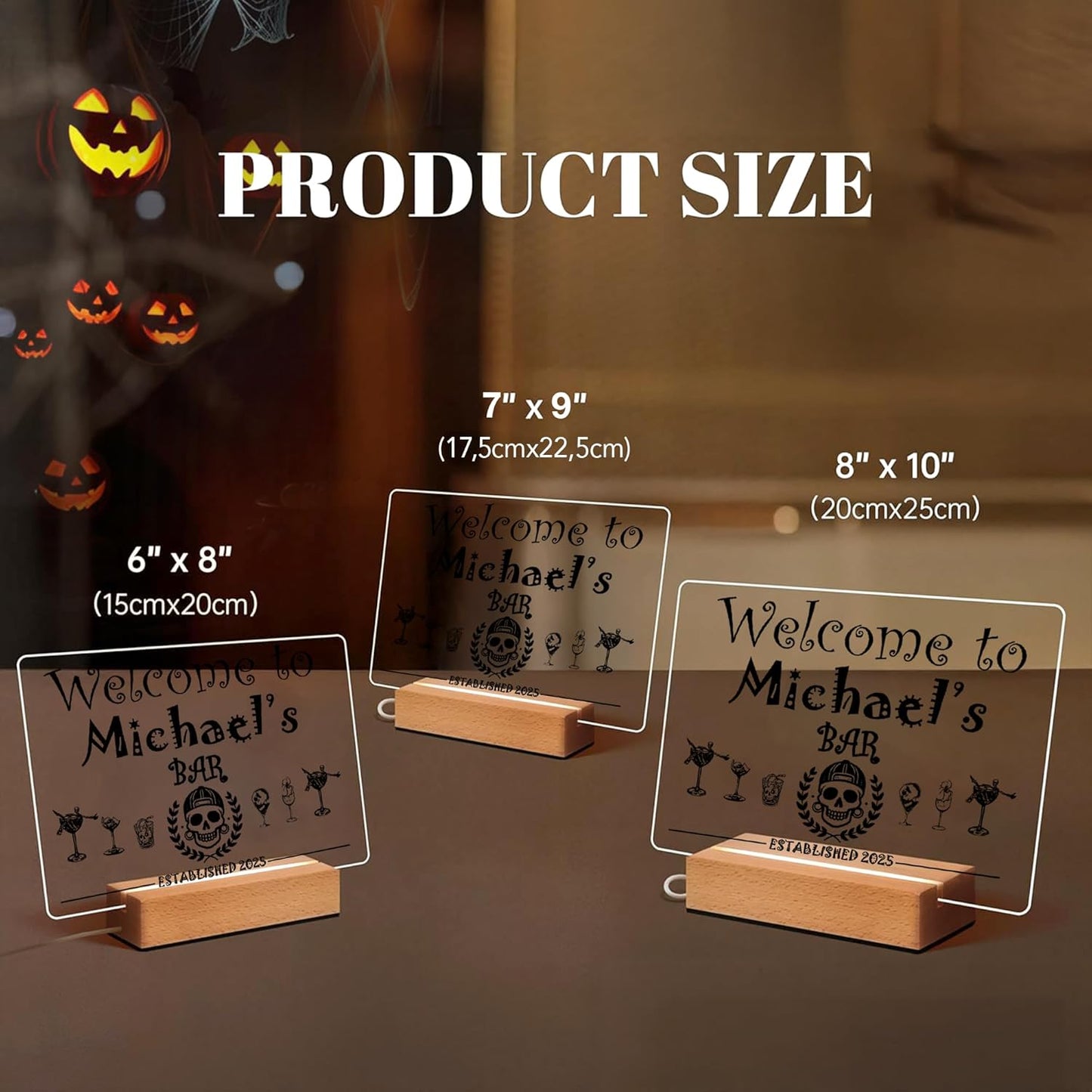 Personalized Bar Gifts for HOME BAR, Custom Name Date Acrylic Light Up Signs, Customized Acrylic Plaque with Night Light, Personalized Night Light for Man Cave Decor