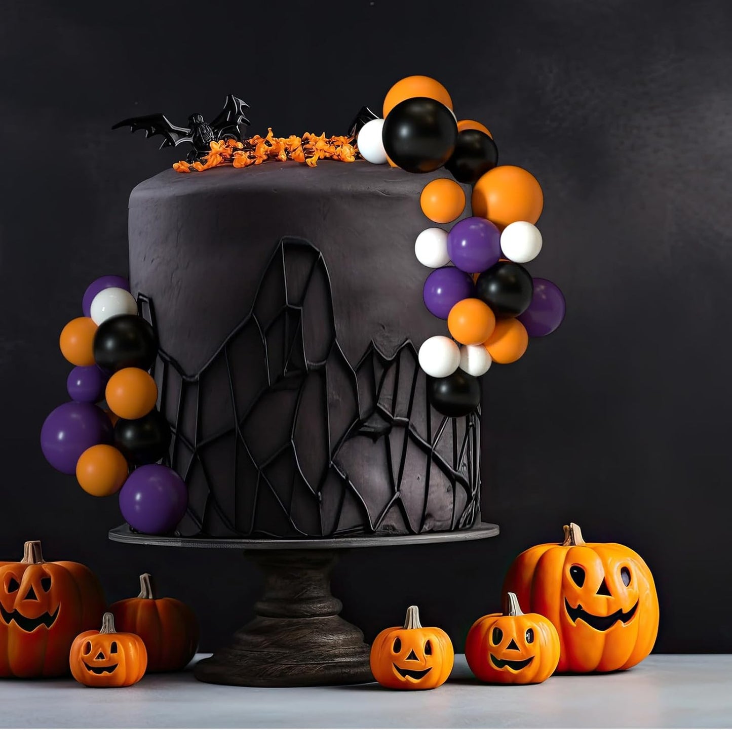 ASTARON 32 Pcs Ball Cake Topper Halloween Decorations Mini Balloons Sticks Foam Balls Birthday Cake Topper Picks Cake Decorations for Halloween Supplies (Orange，Black，Purple)