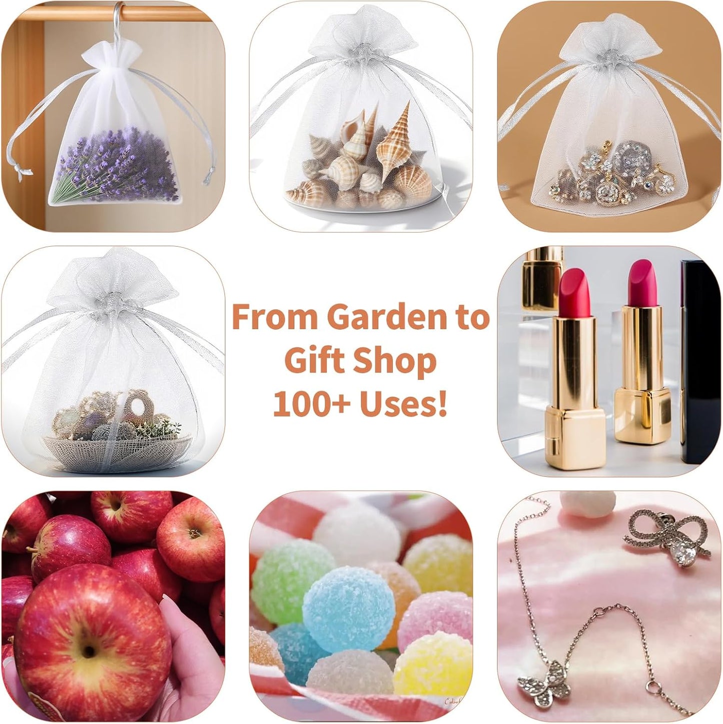 EdgeXcel 120pcs Organza Bags for Small Gift 4x6 Inch - Premium Mesh Bag Drawstring for Wedding Party Favors, Jewelry, Candy, Business Packaging Supplies - Durable & Scent-Free