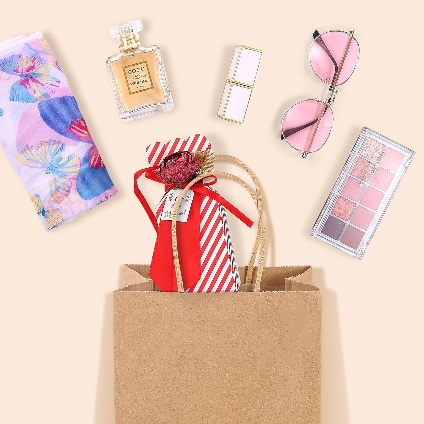 GSSUSA Paper Gift Bags 5.25x3.75x8 Inch 20000 Pack, Valentine's Day Gift Wrap Bags with Handles, Brown Kraft Paper Bag for Small Business, Heavy Duty Bulk, for Birthday Party Favors, Shopping, Retail