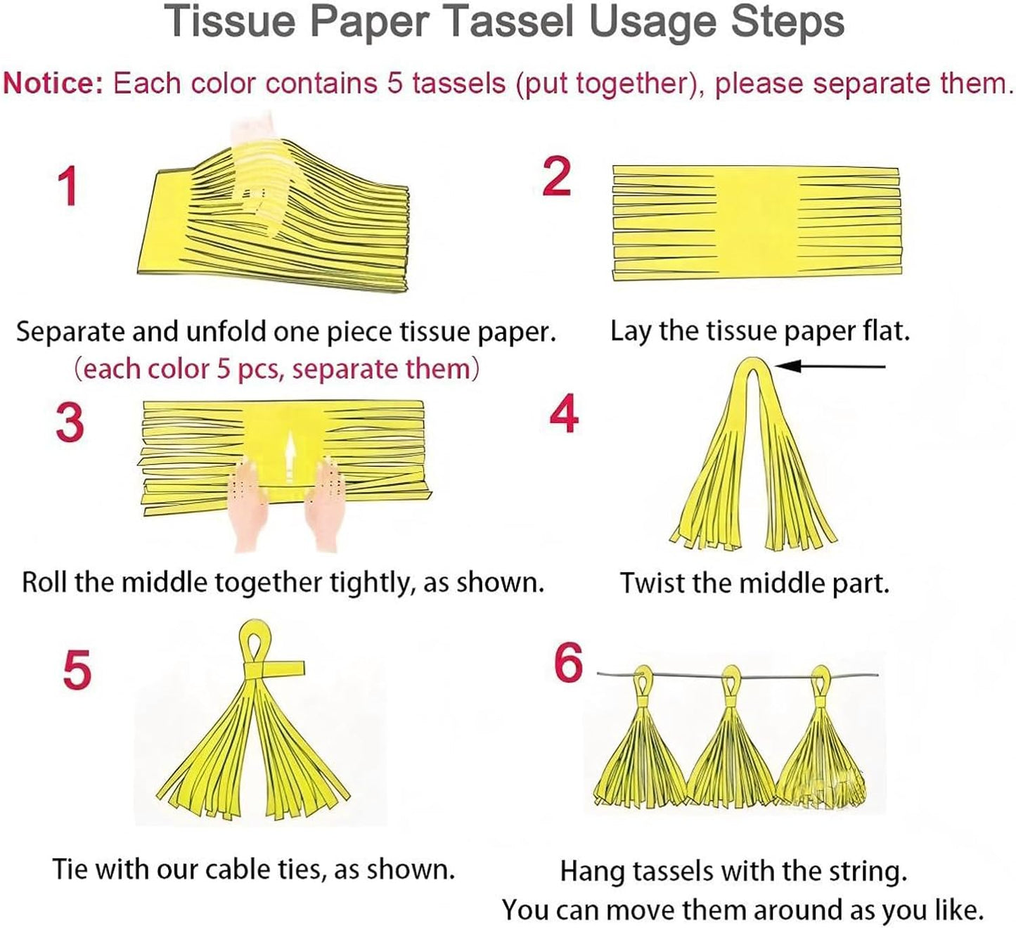 ZOOYOO Shiny Tassel Garland Tissue Paper Tassel Banner,Table Decor,DIY Kits for Party, Tassels Party Decoration,Pack of 20(Lavender,Light Blue,Mint,Silver)