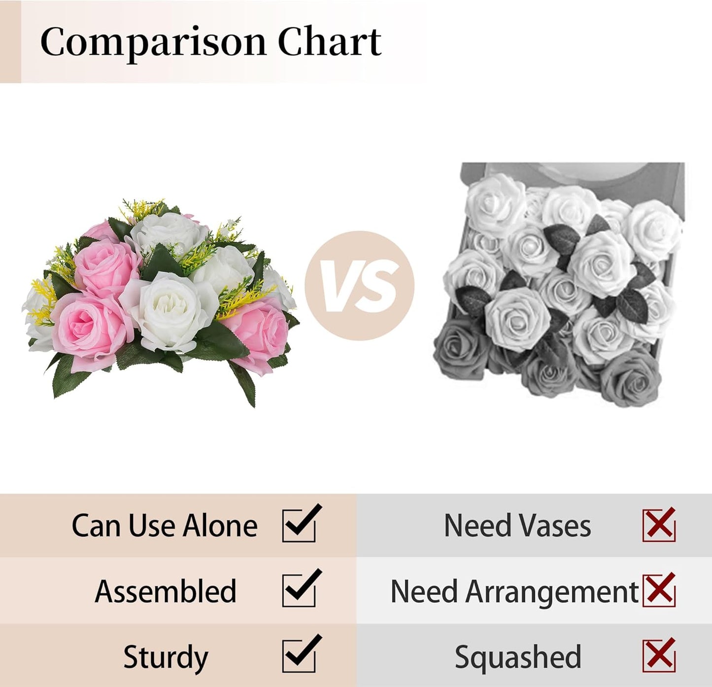 BLOSMON Flower Balls Rose Centerpieces: 10 Pcs Pink White Fake Flowers Kissing Balls Decor Artificial Wedding Floral Arrangements Silk Flower Bouquet with Base Home Party Room Table DIY Decorations