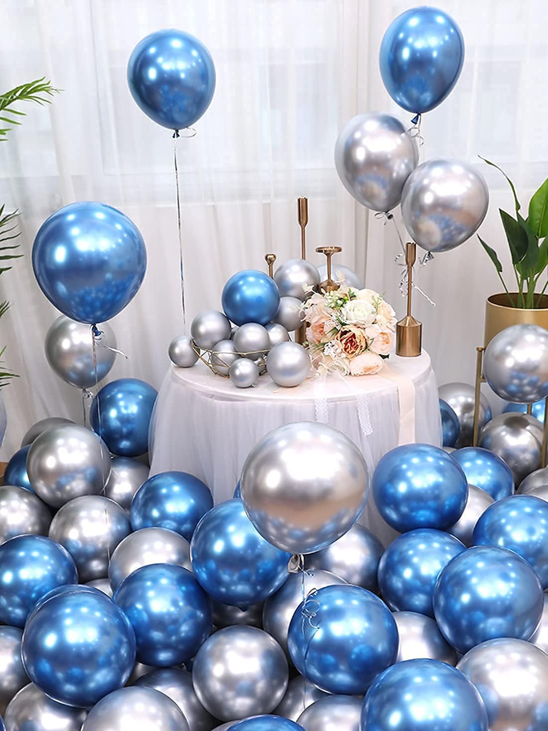 Blue Party Balloons 100pcs 12inch Chrome Metallic Blue Helium Balloons for Birthday Party Decoration and Arch Decoration Wedding Birthday Baby Shower Christmas Party