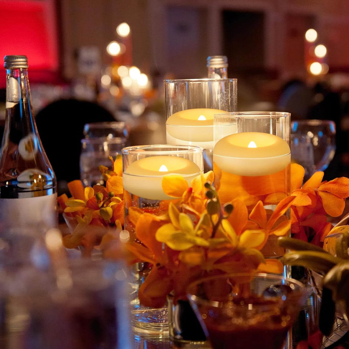 Aignis 36pcs Flameless LED Floating Candles Battery Operated, 120+ Hours Glow Time, 3 Inch Ivory Plastic Tealights, Cozy Warm Yellow Light for Romantic Pool/Bathtub/Hot Bath/Wedding Centerpiece Decor