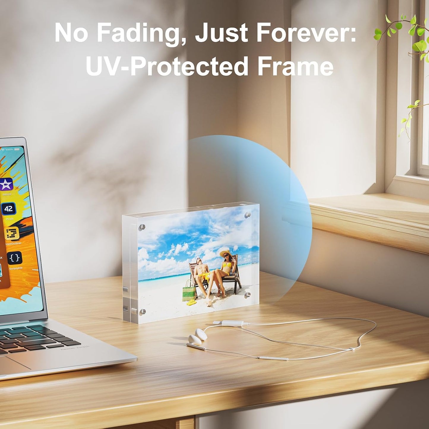 2 Pack 8x10 Acrylic Picture Frames - 20% Thicker Double Sided Magnetic Frame with UV Protection - Freestanding Clear Frameless Display for Tabletops - Modern Photo Frame Set for Home & Office Decor