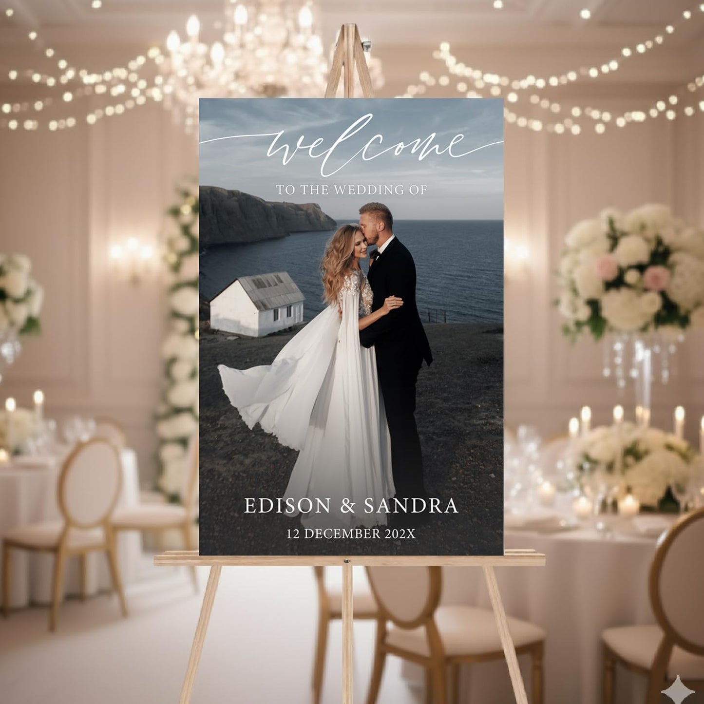 Personalized Wedding Photo Acrylic Welcome Sign – Custom Picture Board with Bride & Groom Names, Elegant Acrylic Wedding Reception Entrance or Ceremony Decoration, Indoor & Outdoor Keepsake Gift #12