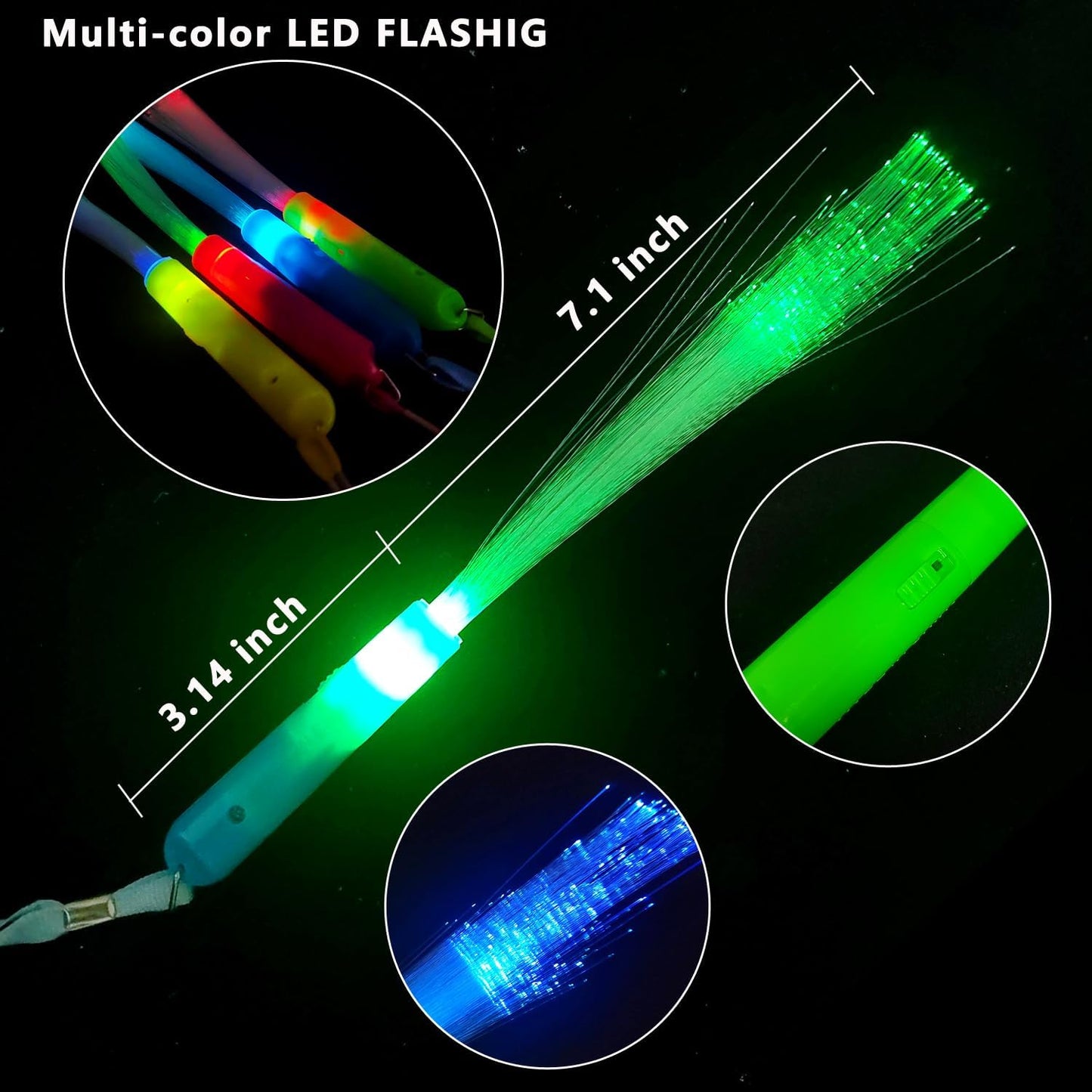 OceanWings Glow Fiber Optic Wands,Halloween Glow Sticks Bulk Party Pack,Glow in the dark Party Supplies Favor Flashing Light Up Sticks for Birthday Holiday Party Wedding Halloween Christmas(36)