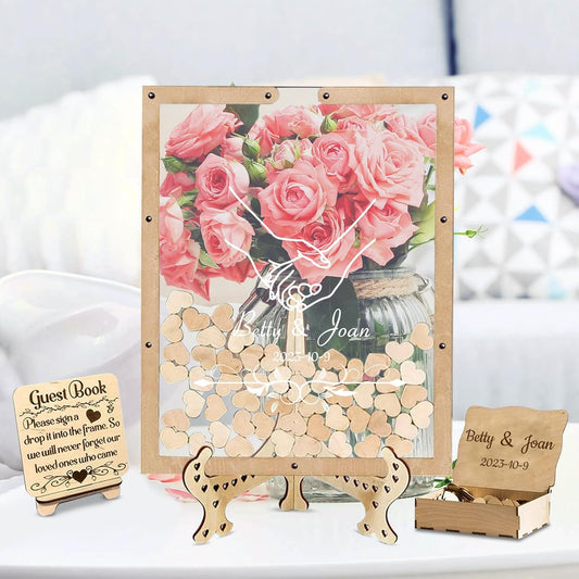 Personalized Wedding Guest Book Alternative Custom Name & Date Guestbook Sign Customized Guest Book Drop Box Decor for Wedding Anniversary Party Birthday(Style 4)
