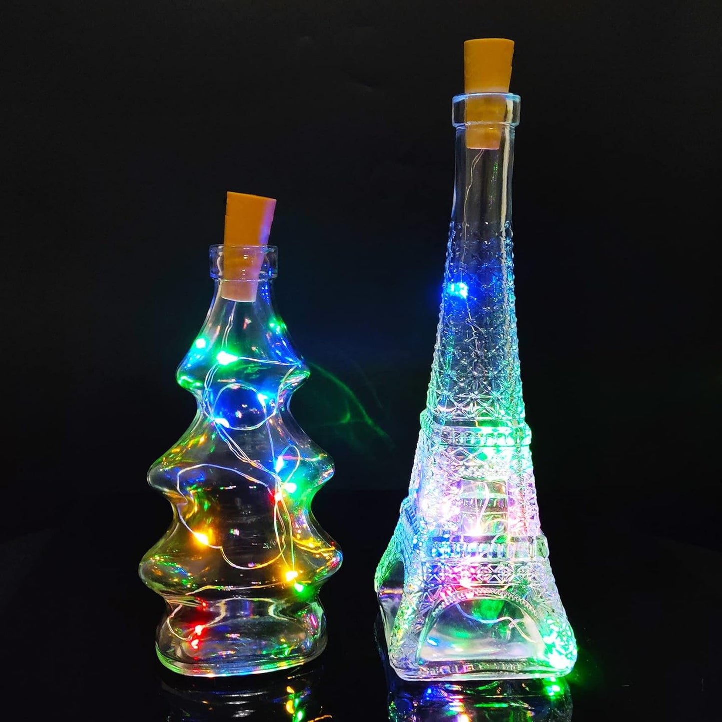 Wine Bottle Lights with Cork 15Pack 10 LED 40 Inches Battery Operated Silver Wire Liquor Fairy Mini String Lights for Party Christmas Halloween Wedding Decoration