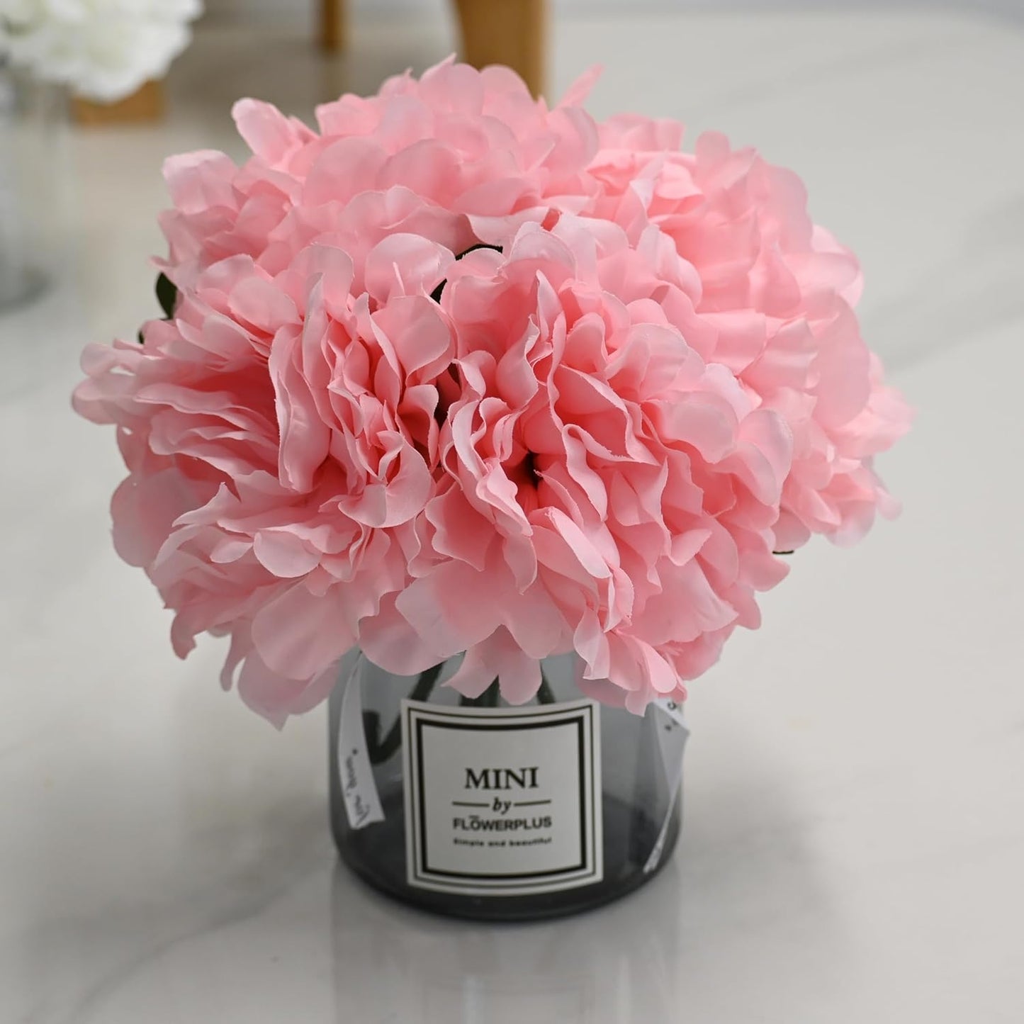 LADADA Artificial Peony and Glass vase Decoration, Used for Dining Table, Kitchen Decoration(Light Purple)