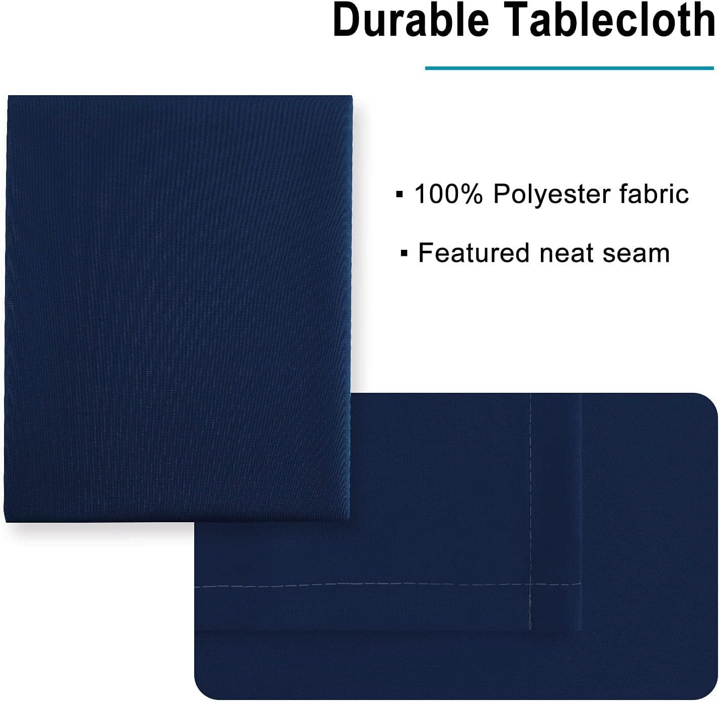 Hiasan Tablecloth for Rectangle Tables - 70 x 140 inch - Waterproof, Spillproof & Wrinkle Resistant Washable Polyester Table Cloth for Dining/Party/Outdoor Picnic, Navy Blue