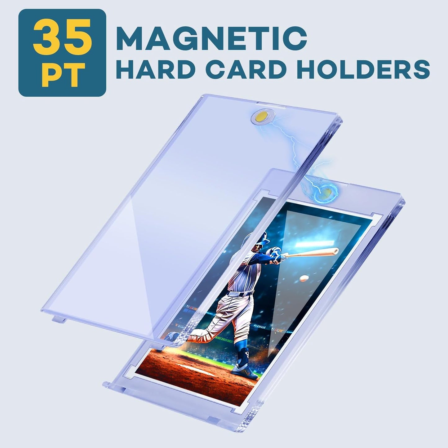 60ct Magnetic Card Holders, 35pt One Touch Card Holder, U-V Protection Hard Plastic Case for Trading Cards, Display Case for Sports, Baseball, Football, Game Cards