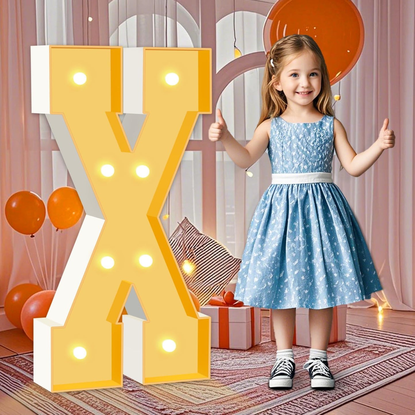 3FT Marquee Light Up Letters, Big Marquee Letter X, Pre-Cut Cardboard Letter Kit for Baby Shower Birthday, LED Marquee Letters for Engagement Wedding Party Decor Xmas Christmas Decorations