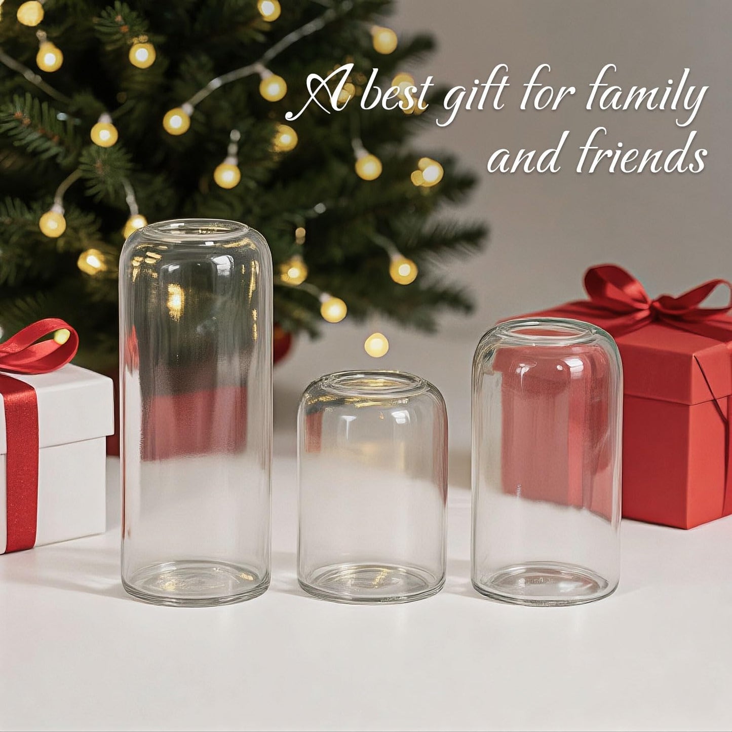 Glass Bud Vases Set of 3 Clear Flower Vase for Centerpieces Shelf, 3.9'' 4.9'' 6.7'' Modern Small Vases for Living Room Bedroom Office Home, Decor for Wedding House Warming Party