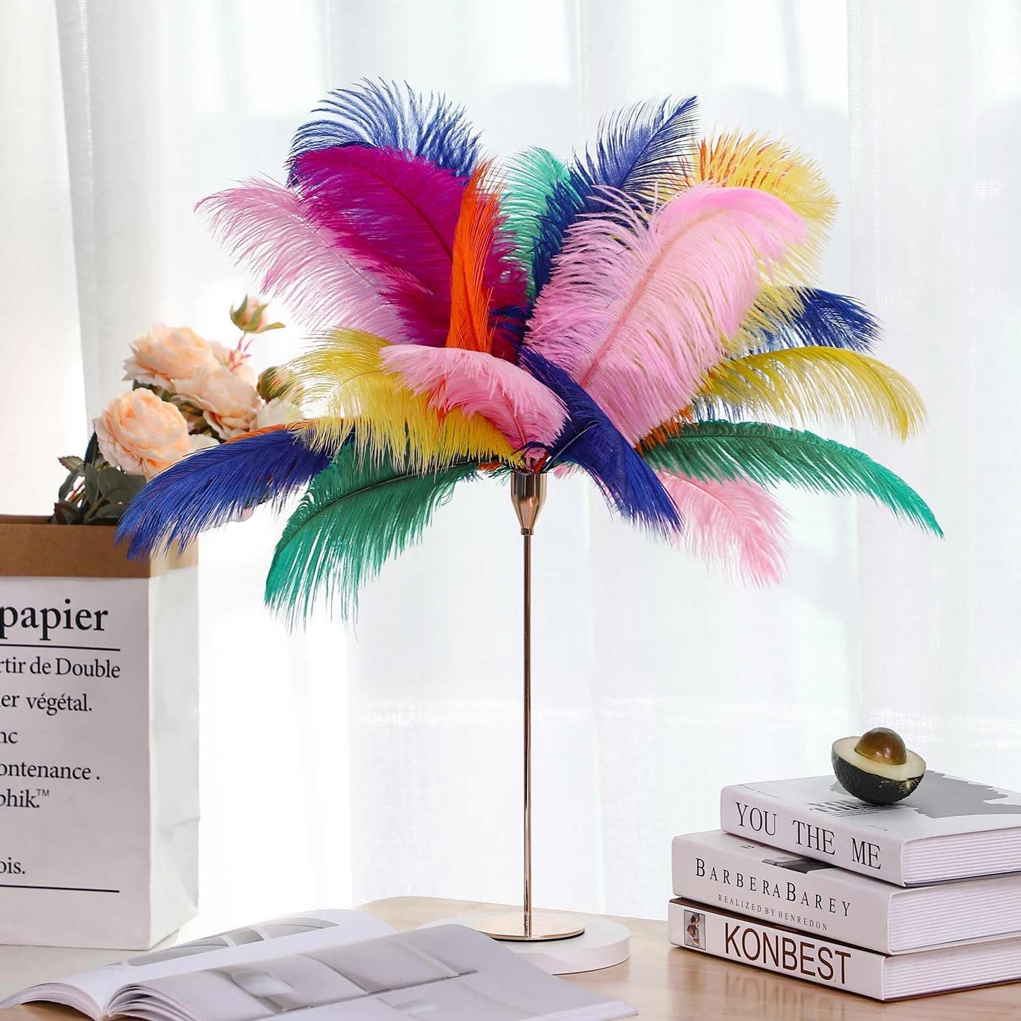 YAKRUNA 30PCS Royal Blue Ostrich Feathers Bulk 12-14 Inches for Centerpieces for Wedding Birthday Gatsby Party, Decorative Plumes for Vase & Table & Christmas Tree Decor (30-35cm, Blue)