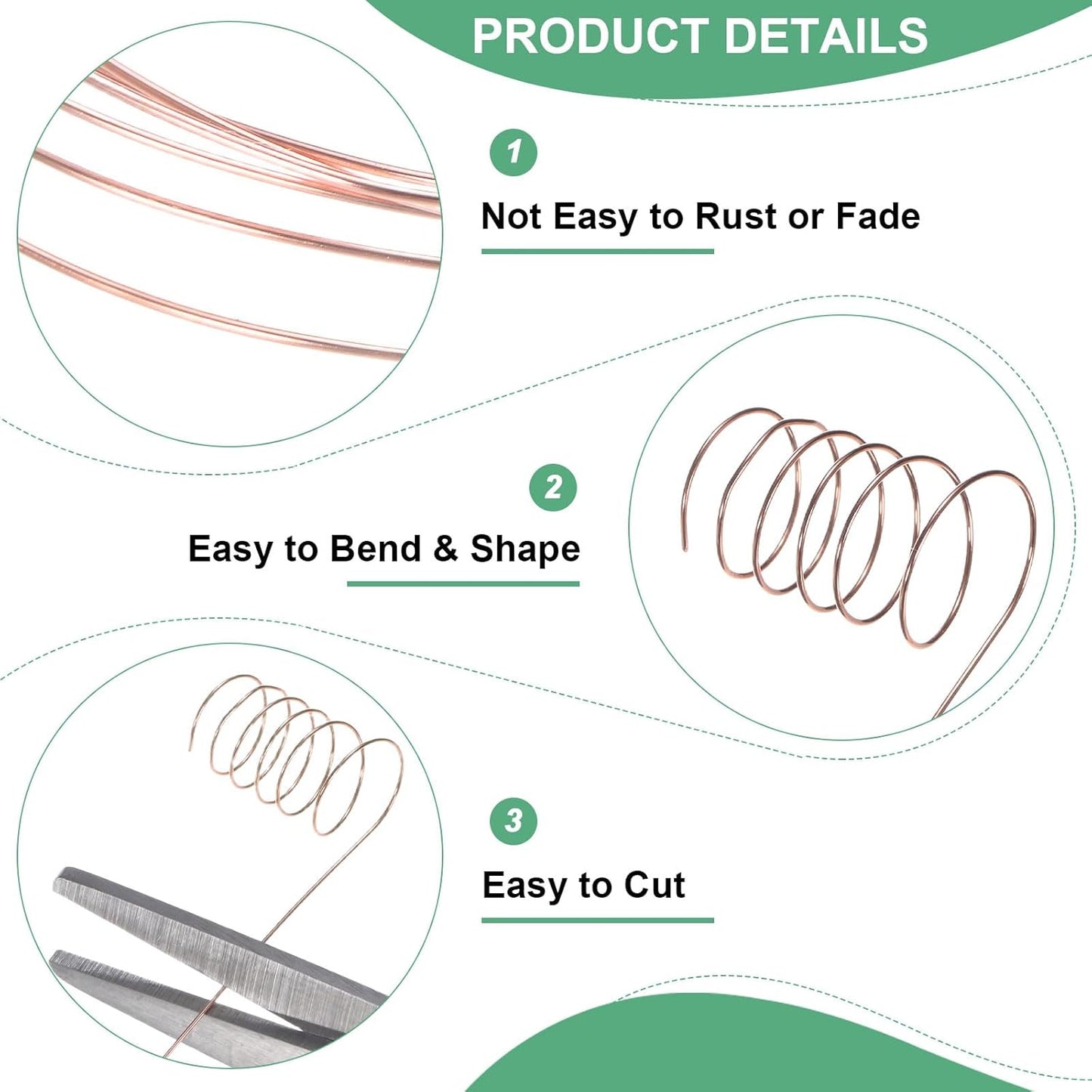 2-Rolls 0.2mm Jewelry Wire, 32 Gauge 328FT Craft Wire Copper Beading Wire for Jewelry Making/Planting/Weaving/DIY Crafting, Soft Metal Wires [100M, Champagne Gold]