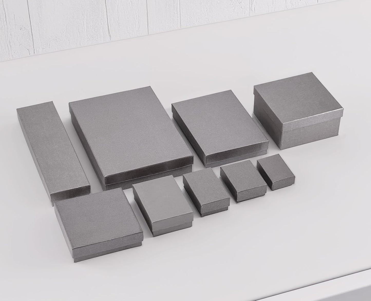 TheDisplayGuys - 25-Pack #53 Kraft Paper Cardboard Gift Boxes/Jewelry Cases w. Cotton Padding & Lid - Pearl Grey - (5.4" x 3.9" x 1.0")