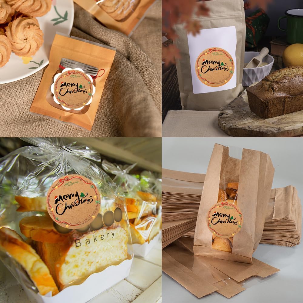 100-1000pcs Custom Stickers Merry Christmas Stickers Personalized Labels Adhesive Xmas Decorative Envelope Seals Stickers for Cards Gift Boxes(Round-1)