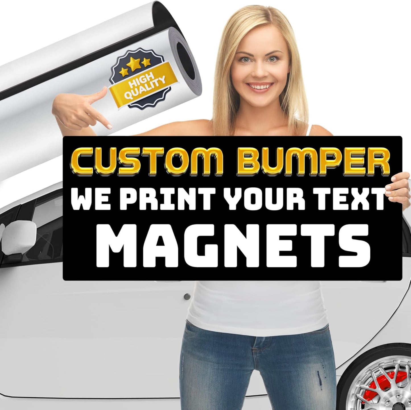 Customizable Magnet Bumper ❚ Design Your Own Custom Magnet ❚ Multiple Size and Color Options ❚ Car Truck Van ❚ Pick Your Font/Pick Your Color ❚ We Print All Made in The USA