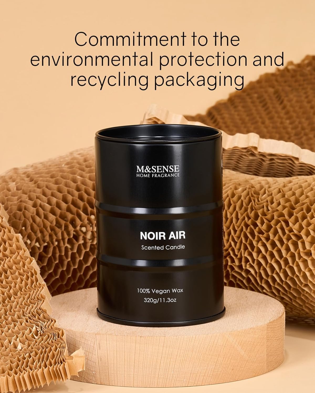 M&SENSE Scented Candle, Noir Air Medium Jar Candle Gifts for Men, 70 Hours Slow Burning Natural Soy Candles 11.3oz, Stress Relief Aromatherapy Candles Home Decor, Valentines Day Gifts for Him