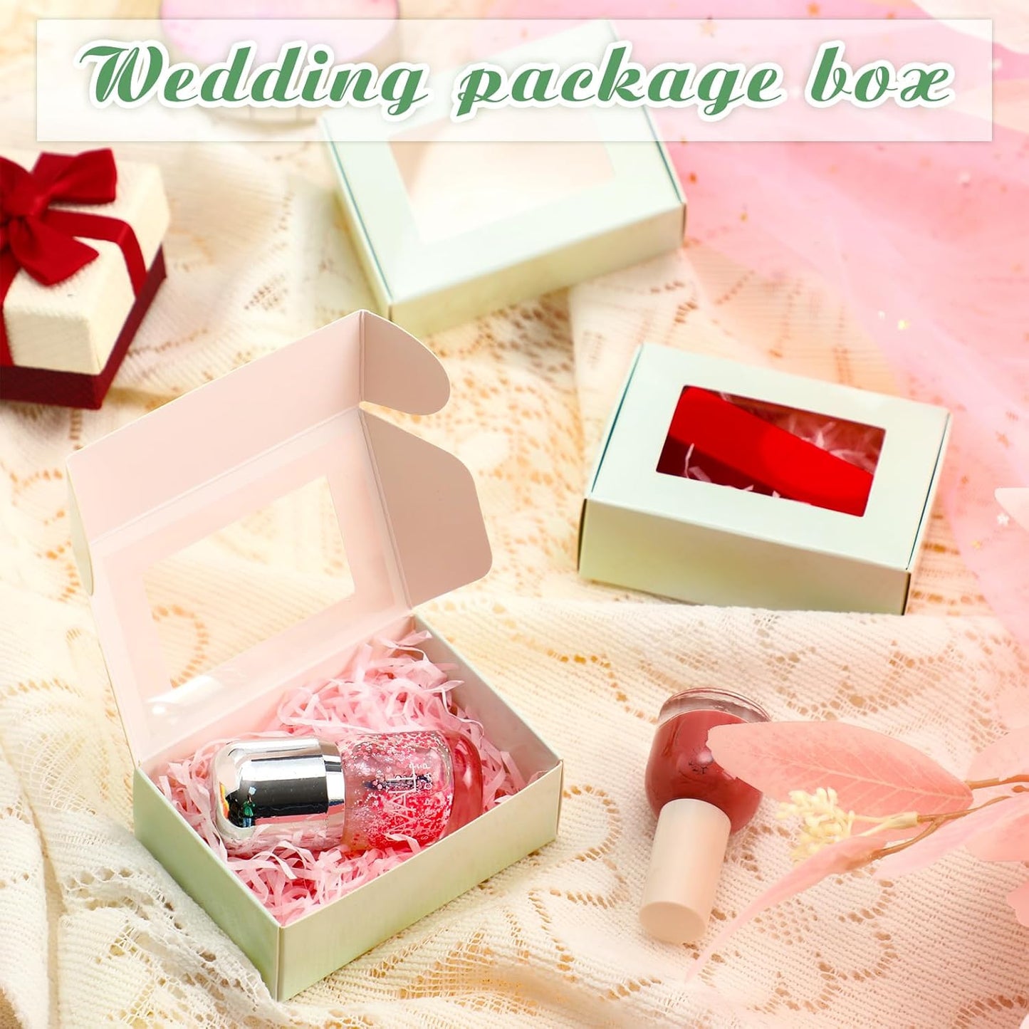 Zonon 30 Pcs Soap Boxes for Homemade Packaging, Mini Kraft Treat Boxes with Window for Bakery Candy Soap Making Gift Packaging(3.5 x 2.4 x 1.2 Inch,Light Green)