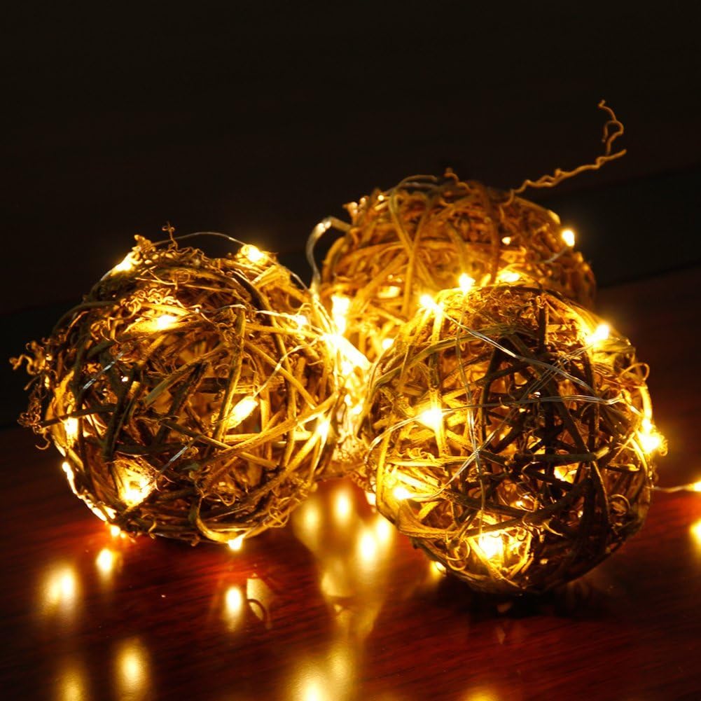 CYLAPEX 6 Pack Warm White Fairy Lights String Battery Operated Fairy Lights Firefly Lights LED Starry String Lights 3.3ft 20 LEDs Silvery Copper Wire for Christmas DIY Decoration Costume Wedding Party