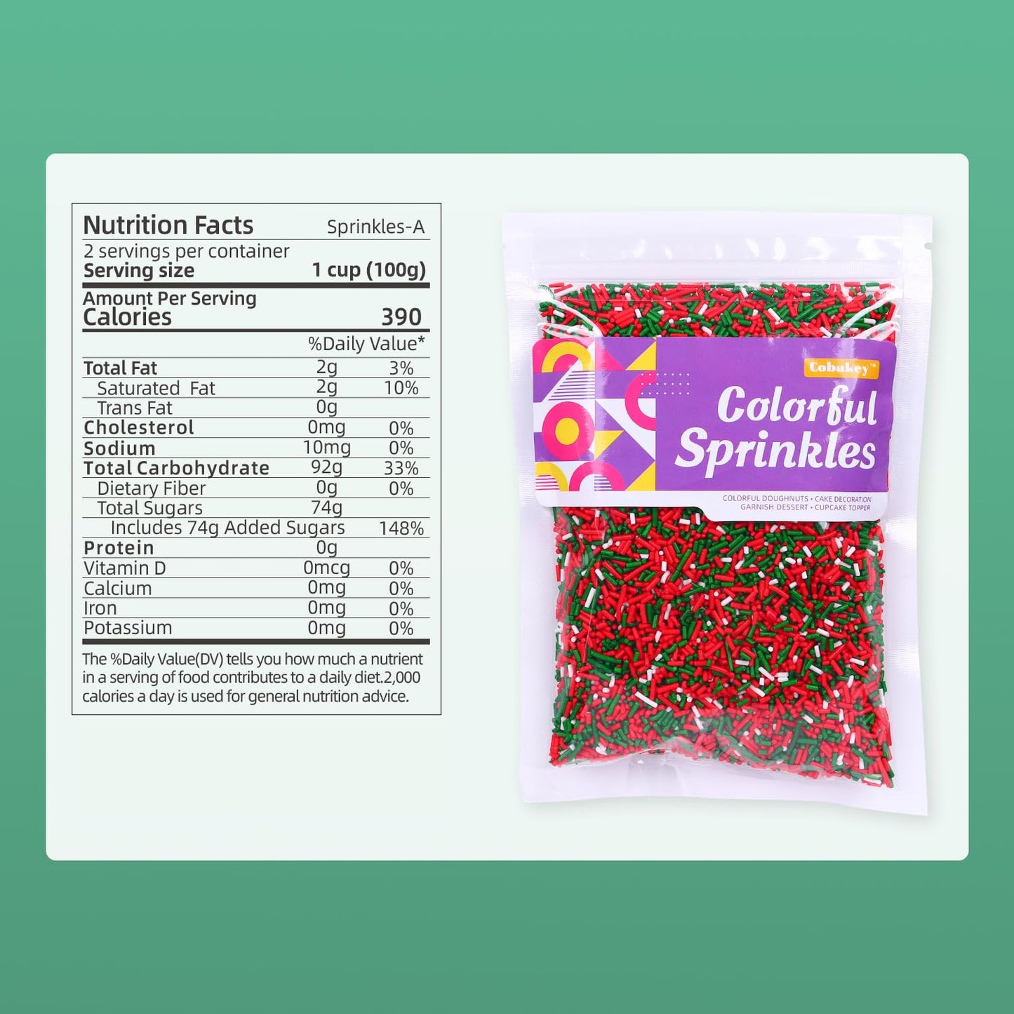 Christmas Sprinkles Bulk for Cake Decorating 7 ounce Holiday Jimmies Red and Green Sprinkles for Xmas Party Cupcake Toppers Cookie Ice Cream Decorations Celebrations