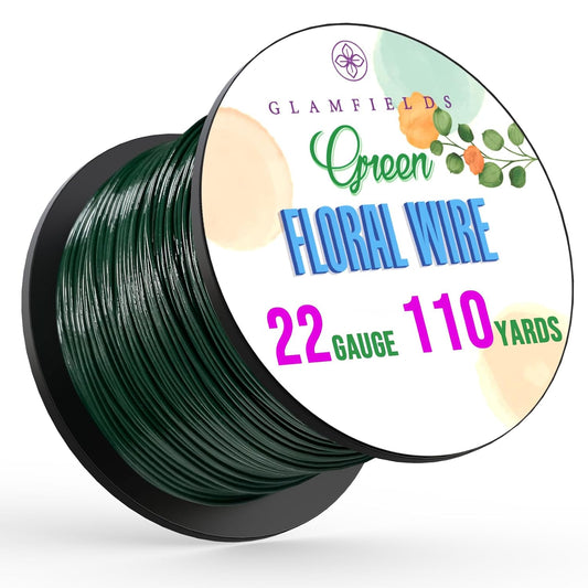 GLAMFIELDS 22 Gauge Floral Wire, 110 Yards Christmas Wire Wreath Wire Green Flexible Paddle Florist Wire for Flower, Crafts, Christmas Wreaths Tree, Wreath Frame, Garland, and Floral Arrangements