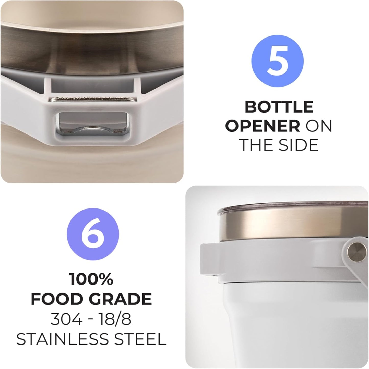 Large Insulated Ice Bucket with Lid – Stainless Steel Ice Bucket and Scoop – Ice Buckets for Parties, Bars – Ice Bucket with Lid and Scoop – Outdoor Ice Bucket, Champagne (White)