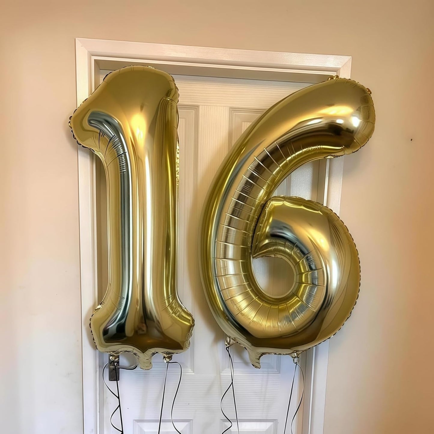 Champagne Gold 6 Balloon,40 Inch Light Gold Number 6 Balloon Big Foil Mylar Helium 6 Balloon for Birthday Party
