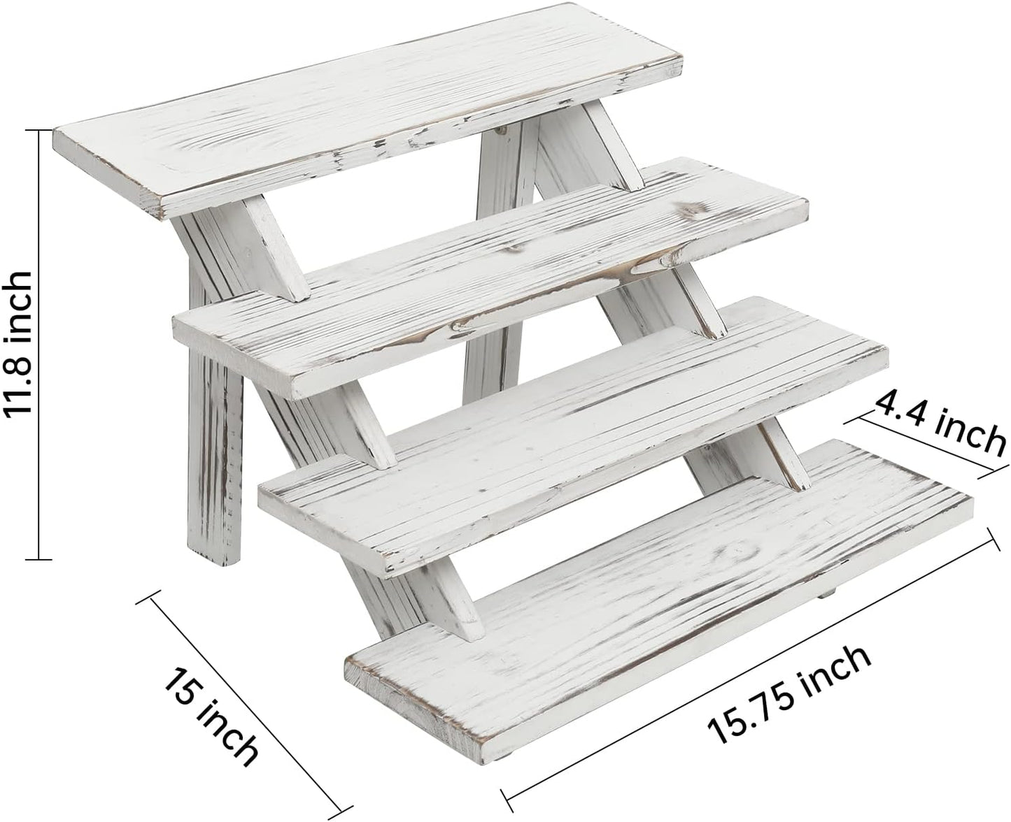 Swallowliving 2pcs Wooden Rustic Cupcake Stand for 24 Cupcakes, Stepped Wood Display Stand for Weddings, Tiered Party Table Display Riser for Food, Dessert, Cookie, Decor, Craft Show, White