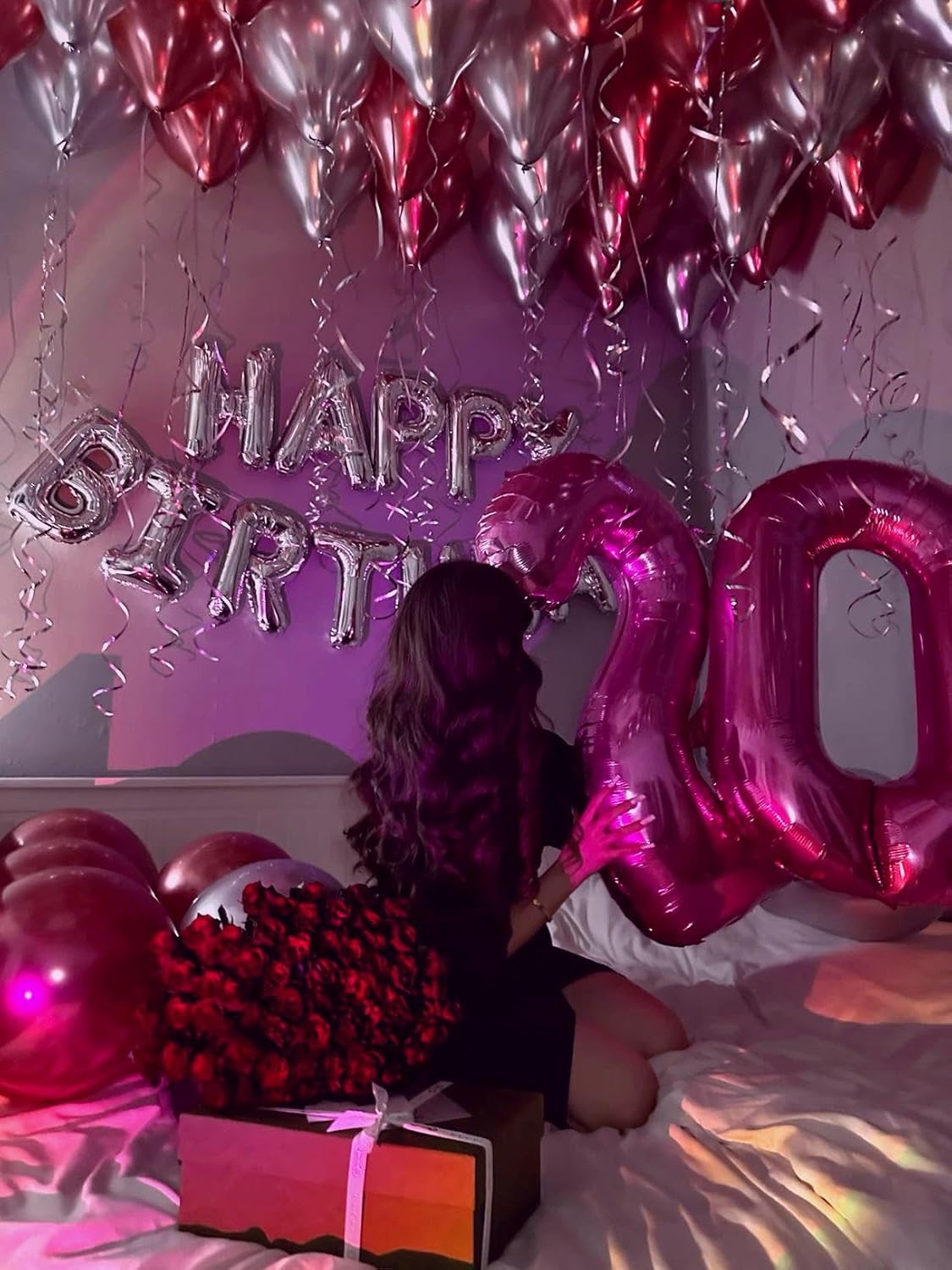 Rosy Purple Helium Number Balloon 40 Inch, Giant Foil Rosy Purple Number 0 Birthday Balloons, Large Numbers 10 20 30 40 50 60 70 80 90 100 2026, Party Celebration Supplies Decorations