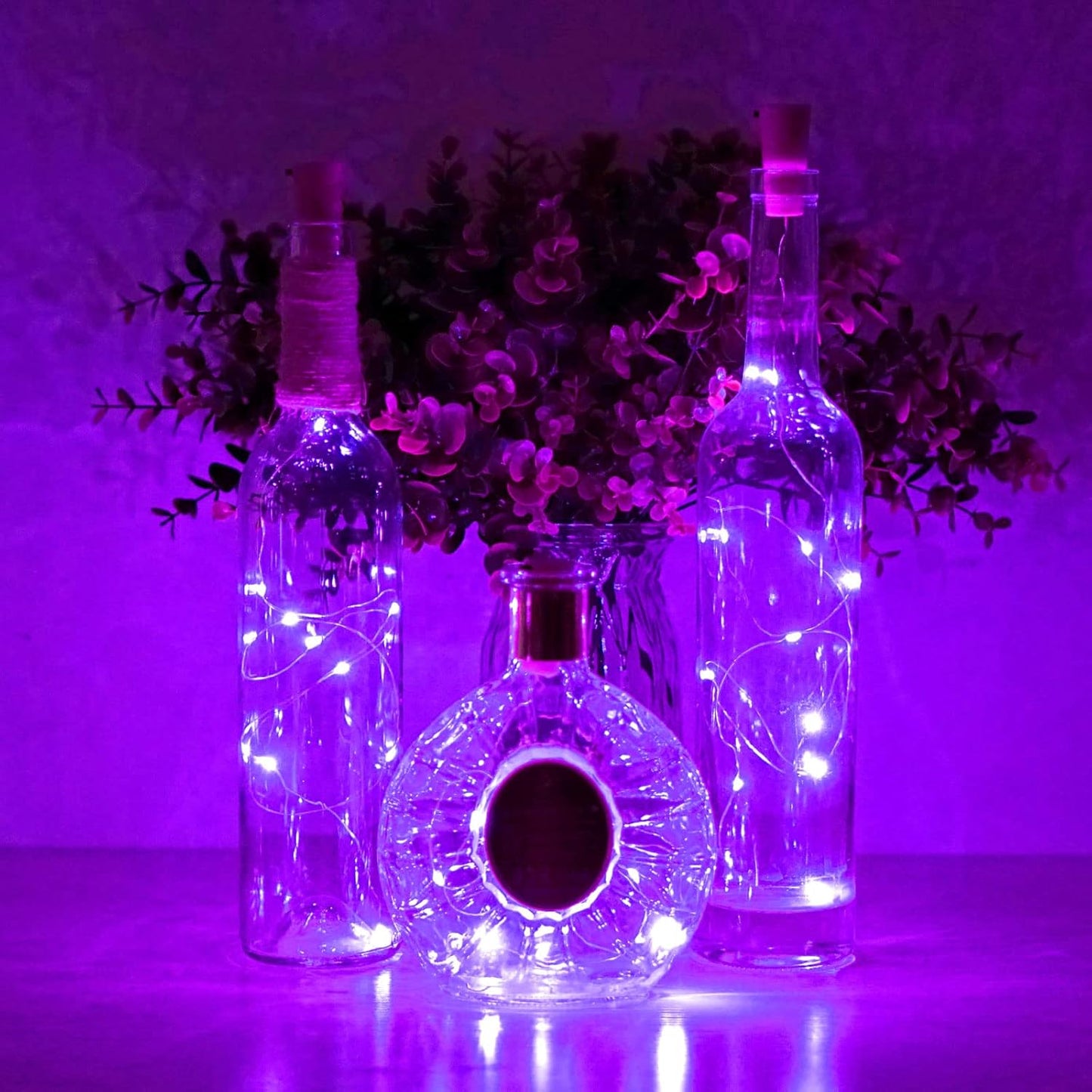 Wine Bottle Lights with Cork 15Pack 10 LED 40 Inches Battery Operated Silver Wire Liquor Fairy Mini String Lights for Party Christmas Halloween Wedding Decoration (Purple)