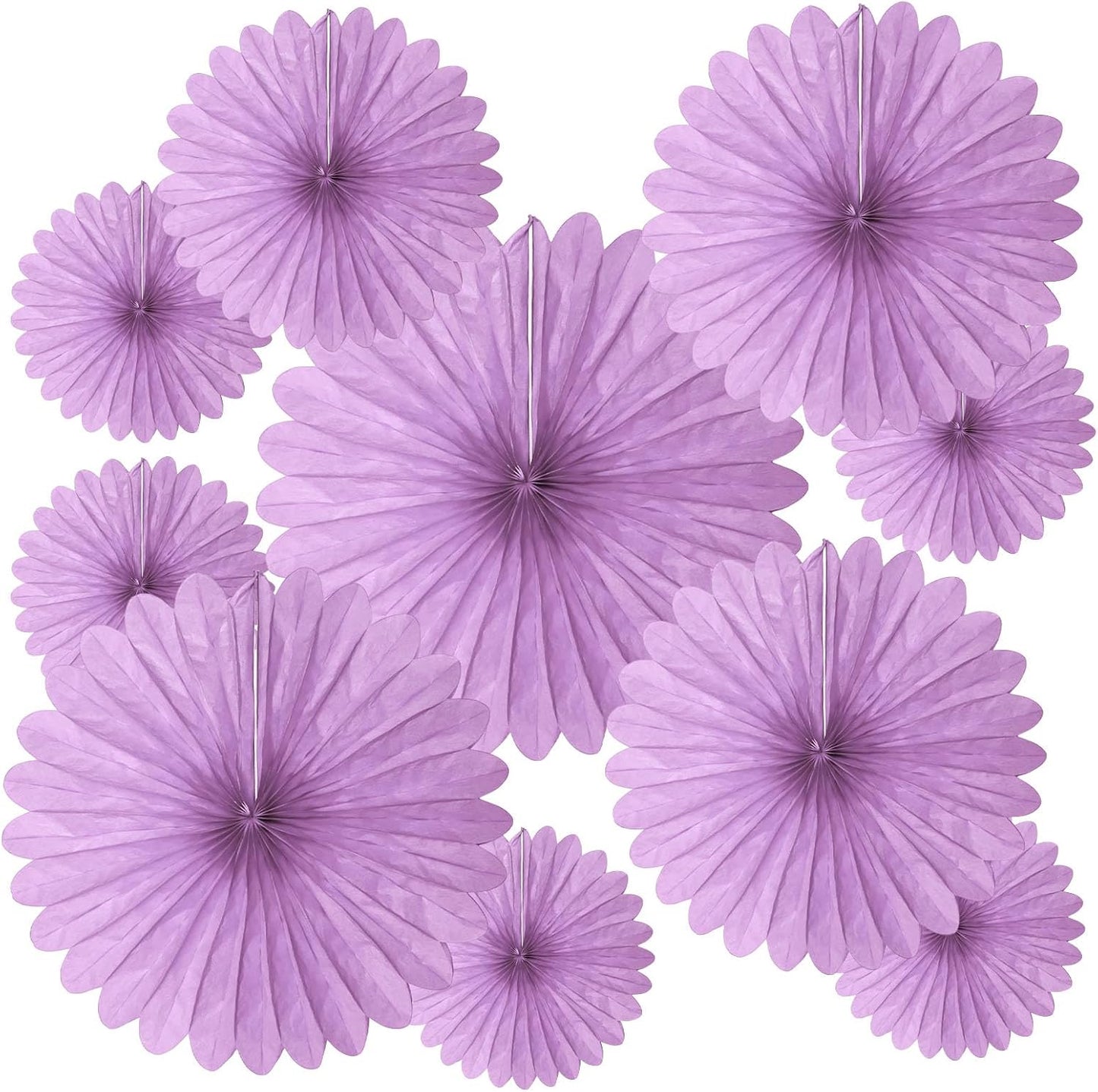 20 Pcs Light Purple Hanging Paper Fan, Round Paper Fans Decorations Set for Weddings, Birthdays, Engagement, Bridal Shower, Baby Shower Event, Graduation, Party Supplies Decor