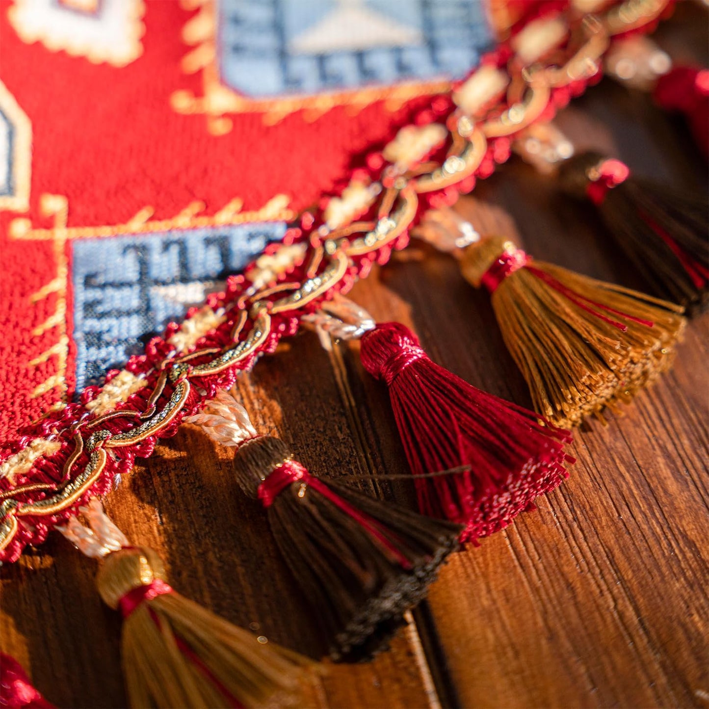 13×72 Inch Table Runner, Retro-Luxury Tassels Series for Kitchen Dining Table Holiday Decoration (Chipset)