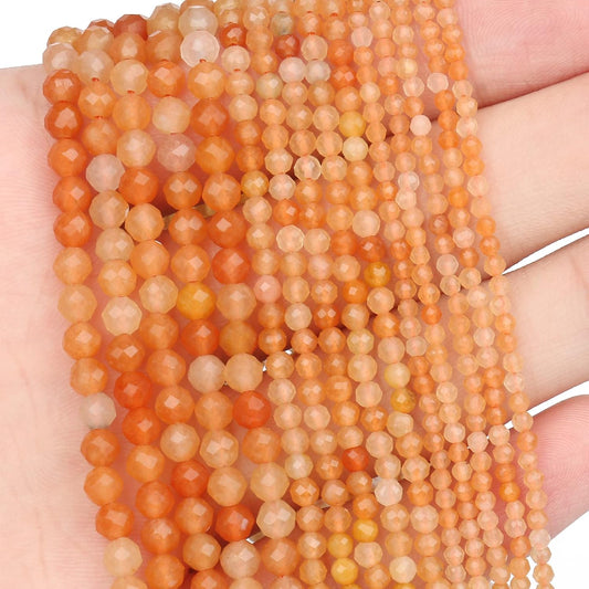 Song Xi 180pcs 2mm Natural Red Aventurine Gemstone Beads Faceted Round Loose Stone Beads for Jewelry Making