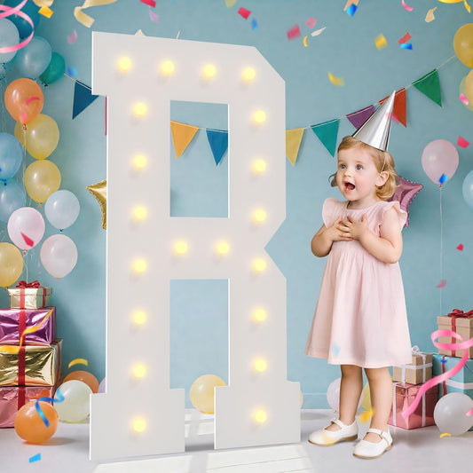 4FT Marquee Light Up Letters - Large Marquee Letters 4 Feet Tall for Birthday Party Decorations, Big Letter for Wedding Event Marry Me Baby Shower Bridal Shower, Letter R