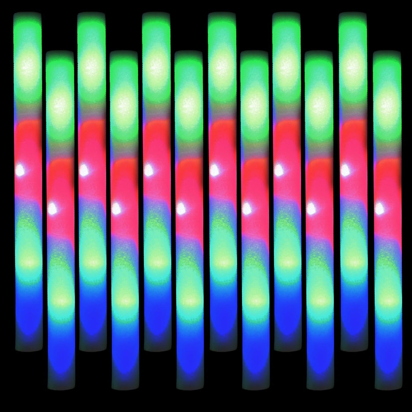 150 LED Party Foam Light Sticks Batons Wand for Wedding, Parties, Birthdays, Guests, Party, DJ, Concerts, Festivals, Events, Promotions Party Favors 3 Color Lighting Modes Batteries 16"