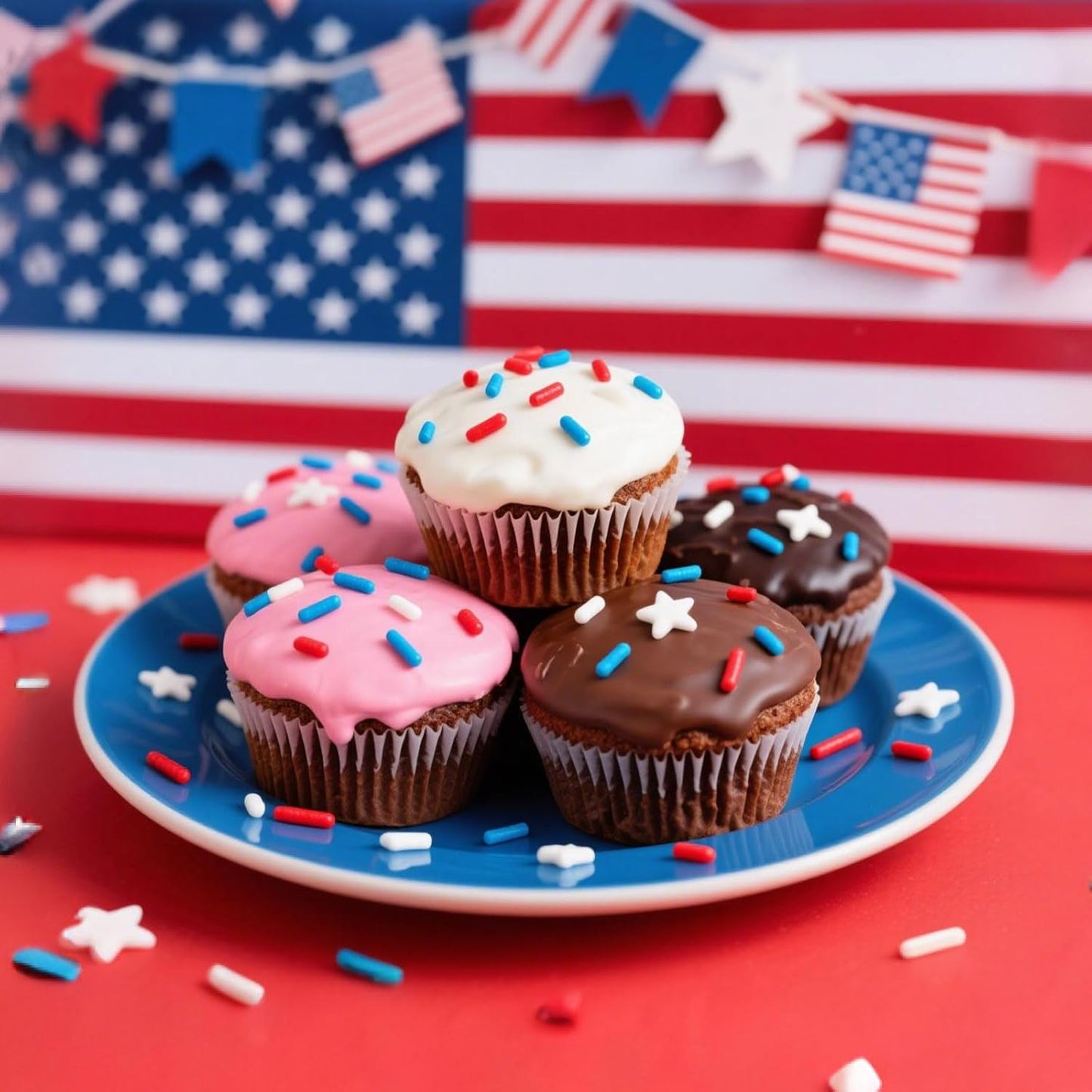 Edible Patriotic Sprinkles for Cake Decorating,Red White and Blue Jimmies Stars Sprinkle Mix, 100g/3.53oz, American Team USA Sprinkles,Baking, Ice Cream,Cookies,Cupcake Topper,Holiday Party Decorations