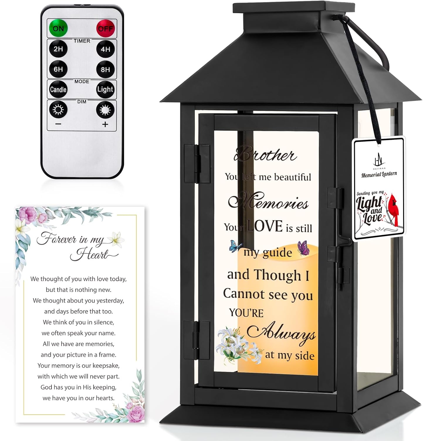 Memorial Lantern for Brother with LED Candle