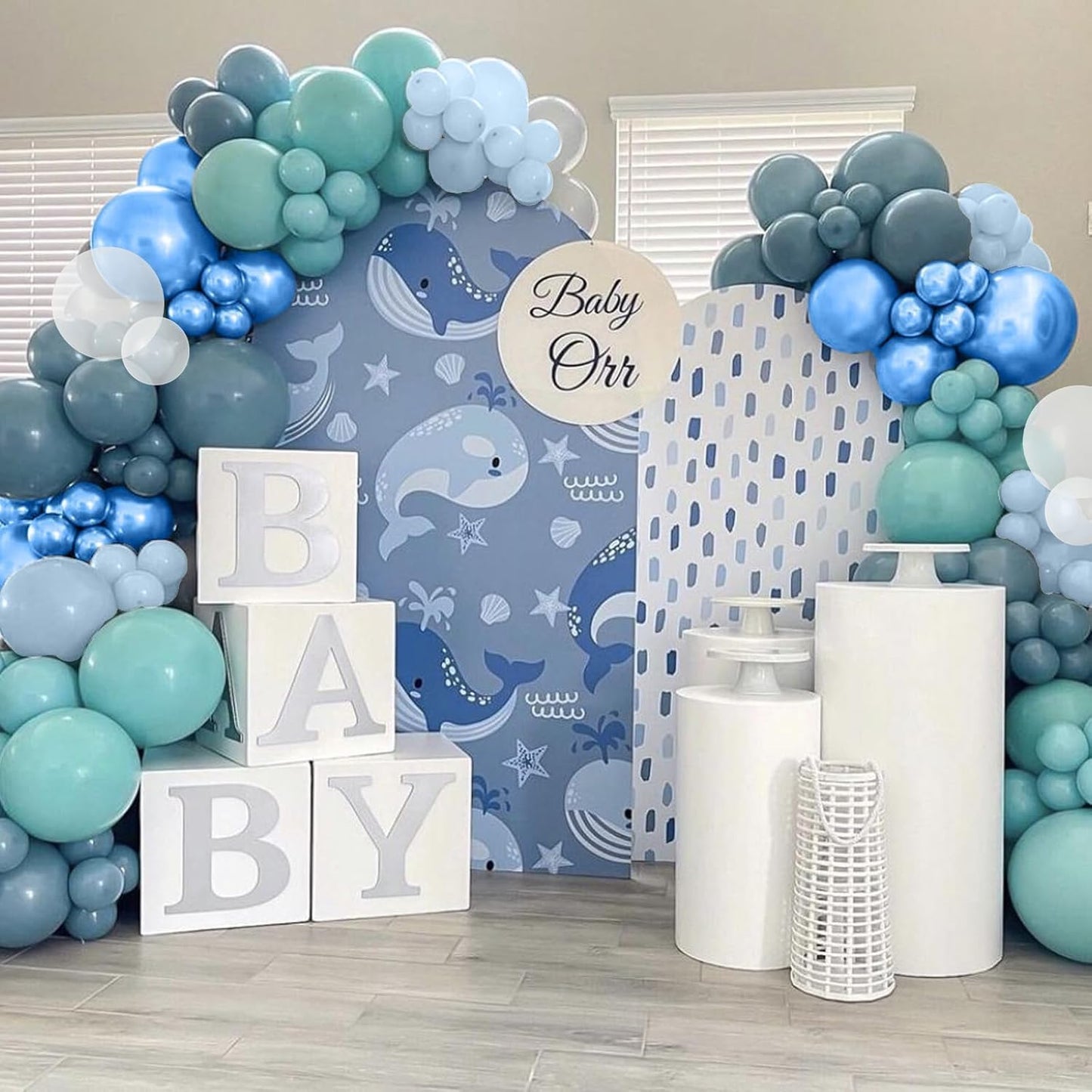 Ocean Themed Party Balloons, 12 Inches Turquoise Teal Blue Clear Metallic Balloons for Ocean Shark Sea Themed Pool Party Baby Shower Birthday Beach Decorations